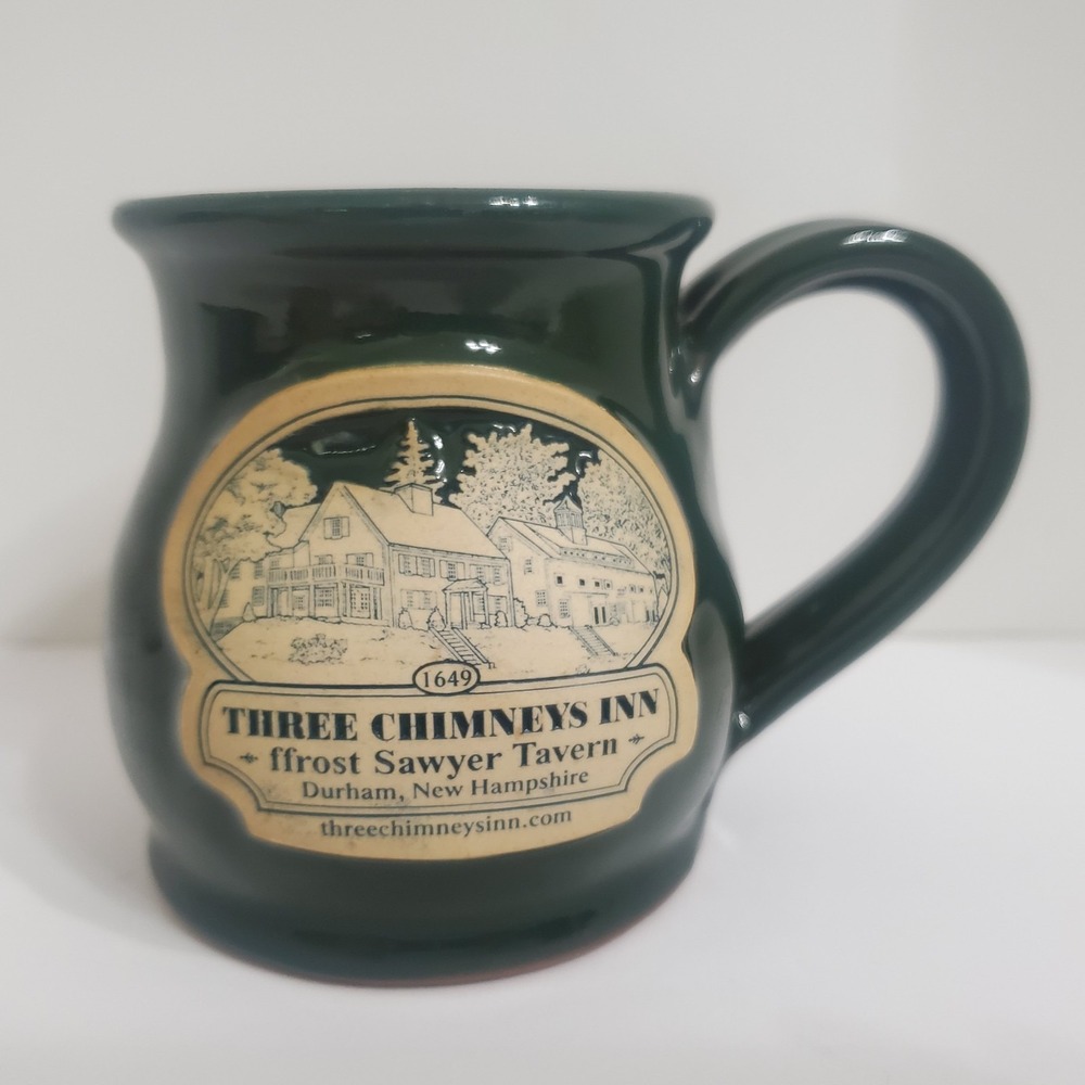 Deneen Pottery Mug Handmade in USA Three Chimneys Inn New Hampshire Green